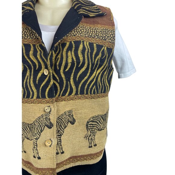 Dressbarn Women's Brown Zebra Pattern Vest Sz M - Picture 6 of 8
